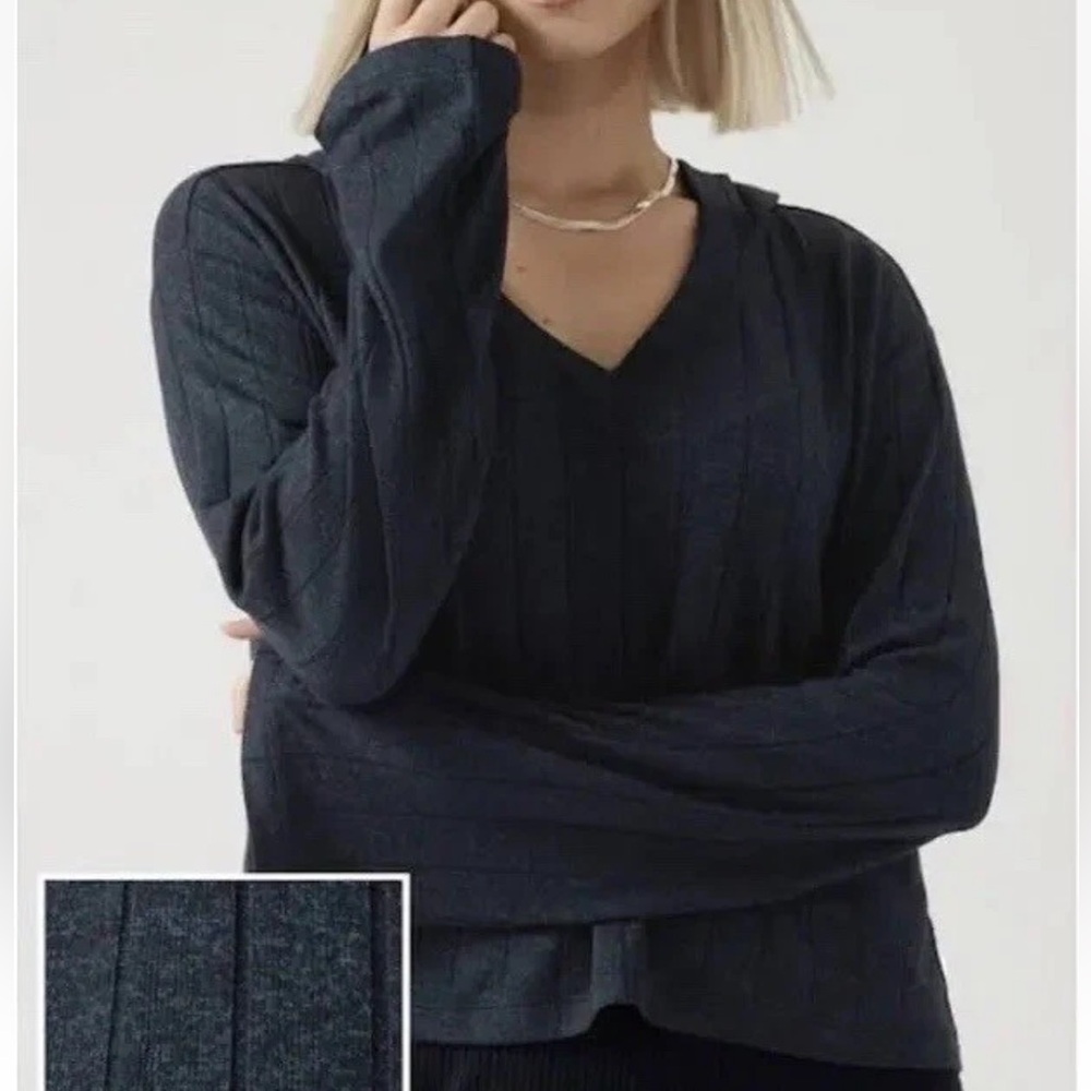 Athleta NWT Navy Black Heather Harmony Pose Hoodie Sweater small Women New